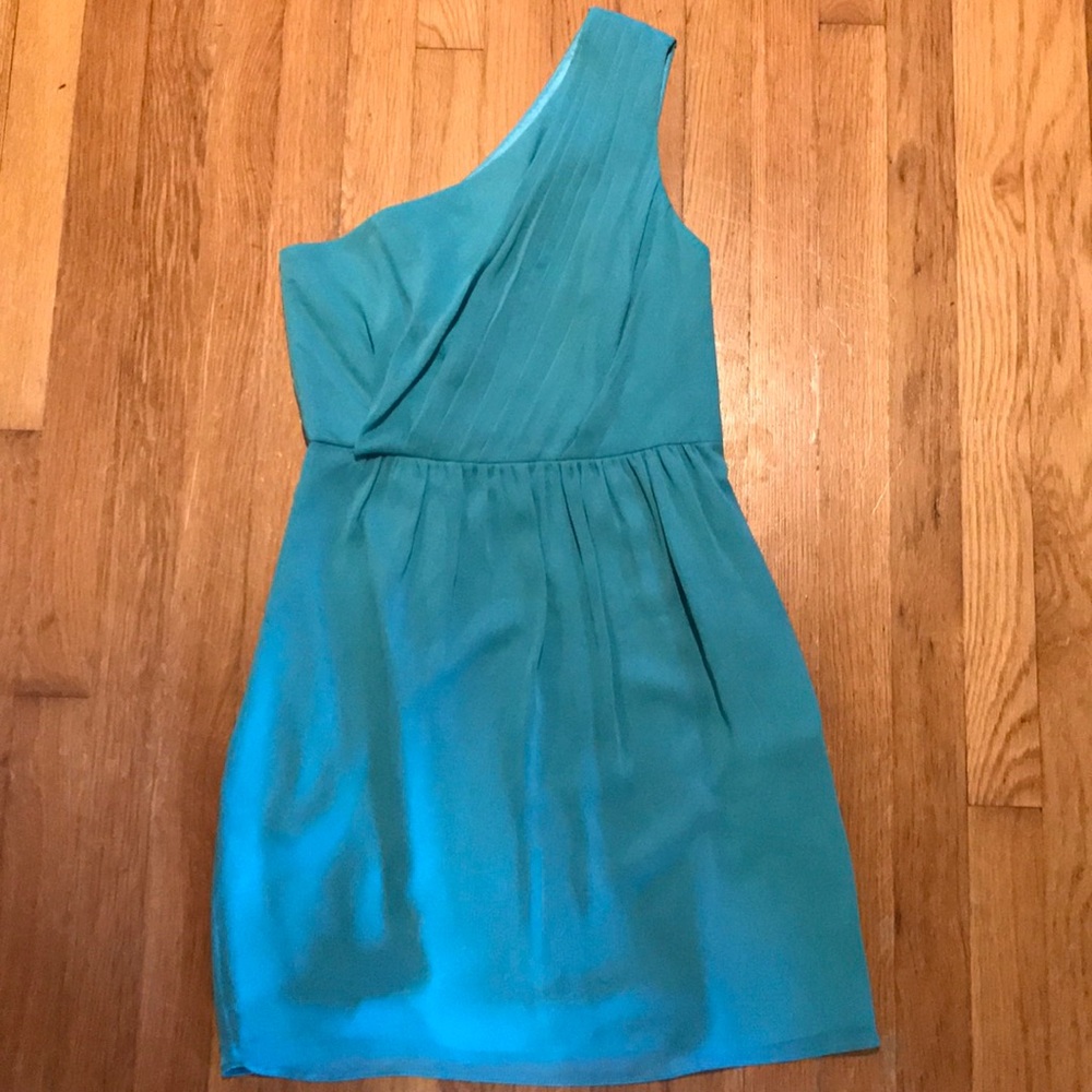 Cyan by Shoshanna One Shoulder Teal Blue Dress